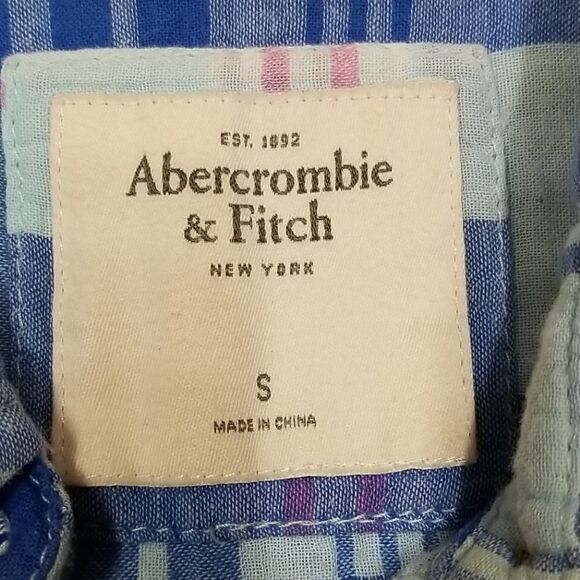 Abercrombie & Fitch Shirt Women's Small Front Button Up Plaid 100% Cotton Office - Picture 4 of 7